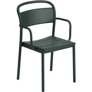 Muuto Linear Steel Spisebordsstol med Armlæn Mørk Grøn