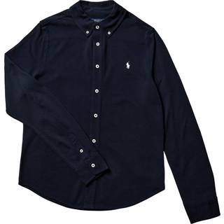 Ralph Lauren Logo Skjorte Navyblå Featherweight Cotton Mesh Shirt Aviator Navy  Marineblå    mand