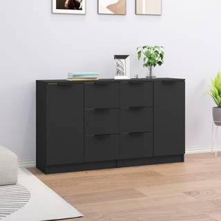 skænke 2 stk. 60x30x70 cm konstrueret træ sort
