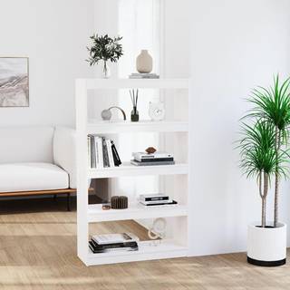 bogskab/rumdeler 80x30x135,5 cm massivt fyrretræ hvid