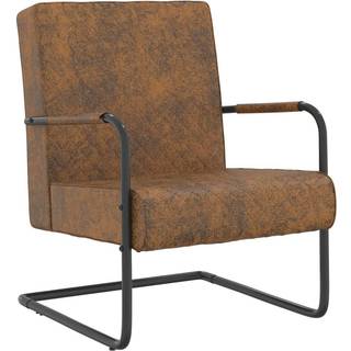 stol med cantilever stof brun