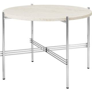 GUBI TS Sofabord Round Ø55 Poleret Stål/White Travertine