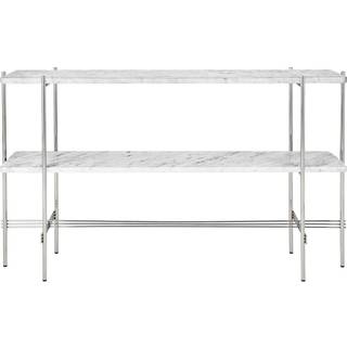 GUBI TS Konsolbord H72 2 Hylder Poleret Stål/White Carrara Marmor