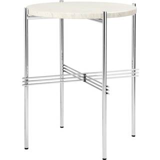 Gubi Ts Sidebord 40 Cm Poleret Stål / Neutral - Sidebord & Aflastningsbord Travertin Hvid - 10121707