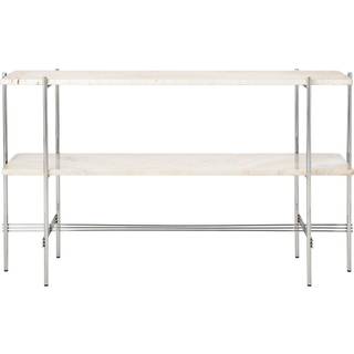 GUBI TS Console afsætningsbord 120x30x72 cm Neutral white travertine/Stål