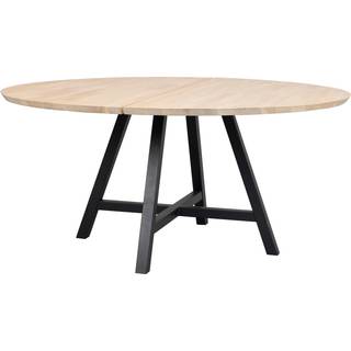 Rowico Carradale spisebord rundt (Ø150 x H75 cm, hvidpigmenteret eg bordplade, V-metalstel)