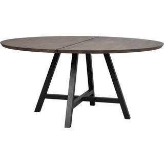 Rowico Carradale spisebord rundt (Ø150 x H75 cm, brunbejdset eg bordplade, A-metalstel)