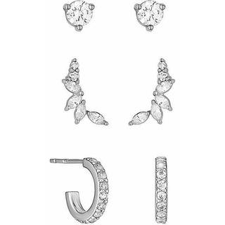 Simply Silver Simply Silver 925 Cubic Zirconia klatreøreringe - Pakke med 3