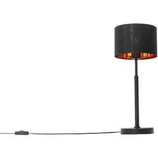 Moderne bordlampe stofskærm sort med guld - VT 1