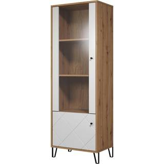 Touch vitrineskab 2 døre Artisan eg dekor, mat hvid.