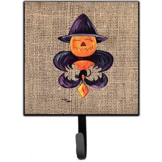 """" Caroline's Treasures 8748Sh4 Halloween Pumpkin Bat Fleur de Lis Leash Holder eller Key Hook Small Multicolor """"