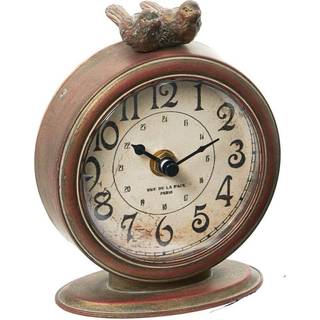 Kreativ co-op vintage tin mantel ur med fugle ulykkelig brun