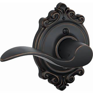 Schlage Accent Lever med Brookshire Trim Non -Turning Lock i ældre bronze - Venstrehåndet