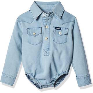 Wrangler Baby Boys Western Long Sleeve Denim Bodysuit falmede bl? 12 m?neder