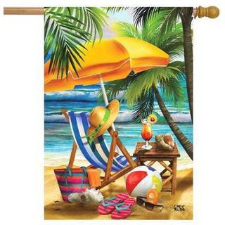 Velkommen til Paradise Beach Summer House Flag 40 """" X 28 """" Briarwood Lane