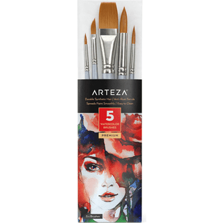 Arteza akvarelmålbørster Sæt med 5 forskellige former Syntetiske softbjælkebørster