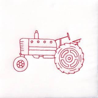 Jack Dempsey Needle Art Stamped White Quilt Blocks 9 """" X9 """" 12/Pkg-Old Tractor