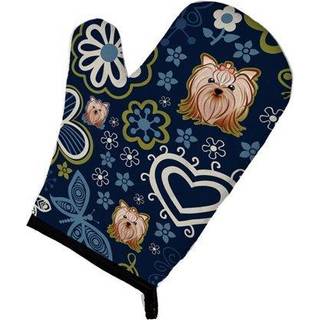 """" Caroline's Treasures Blue Flowers Yorkie Yorkishire Terrier Large Multicolor Oven Mitt """"
