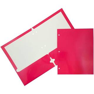 JAM PAPIR Lamineret to lommer blank 3 hullers skolemapper - Letter Strrelse - Hjglans Fuchsia Hot Pink - Bulk 50/ske