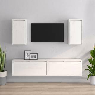 tv-skabe 4 dele massivt fyrretræ hvid