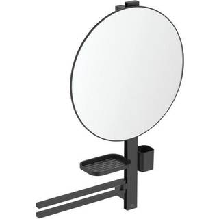 Ideal Standard Alu+ spejl med hylde, mat sort, Ø50,8 cm
