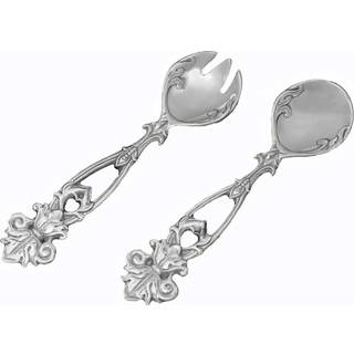 Arthur Court designer aluminium fleur-de-lis salat serveringsske og salat serverende gaffel salatservere s?t 10,5 tommer lang