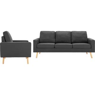sofasæt 2 dele stof mørkegrå