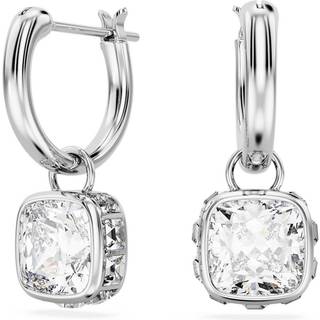 Swarovski Stilla Square Cut White Drop Earrings - Silver