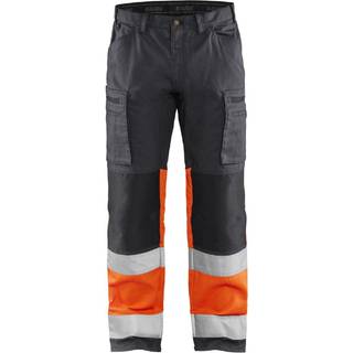 Blåkläder 1551 High Vis Buks med stretch / High Vis Arbejdsbuks med stretch - C48 - Mellemgrå/High Vis Orange