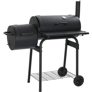 Røgegrill - jern og træ - 2 tønder - 2 hylder