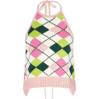 Ganni Argyle halterneck cotton top - multicoloured - M