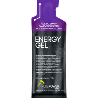 Purepower Energi Gel Blackcurrant - 32g til Løbere & Triatleter | Hurtig Energi & Smagfuld