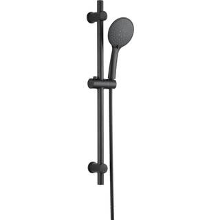 Danbad brusestangssæt med slange og 3-jet håndbruser, 120 mm, mat sort