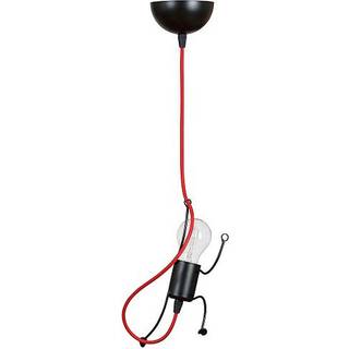 Hængelampe Bobi 1 i sort, kabel rød, 1 lyskilde.