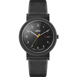 Braun Quartz Black Dial Black Leather Strap Men's Watch AW10EVOB