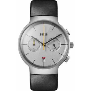 Braun Classic Quartz Silver Dial Black Leather Strap Men’s Watch BN0265SLBKG