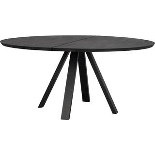 Rowico Carradale spisebord rundt (Ø150 x H75 cm, sortbejdset eg bordplade, V-metalstel)