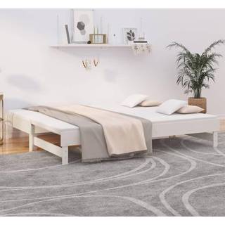 Daybed Med Udtræk 2X(100X200) Cm Massivt Fyrretræ - Hvid / 2x (90 x 200) cm