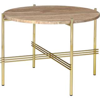 GUBI TS Sofabord Rundt Ø55 Messing/Varm Taupe Travertin