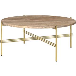 GUBI TS Sofabord Rundt Ø80 Messing/Varm Taupe Travertin