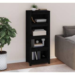 bogreol 50x35x125,5 cm massivt fyrretræ sort