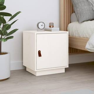 sengebord 40x34x45 cm massivt fyrretræ hvid