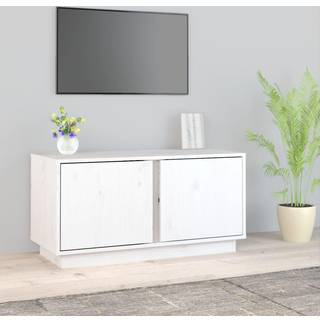 tv-bord 80x35x40,5 cm massivt fyrretræ hvid