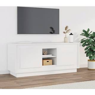 Tv-Bord 102X35X45 Cm Konstrueret Træ - Hvid