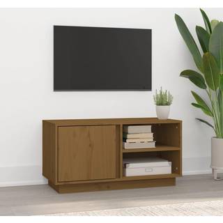 tv-bord 80x35x40,5 cm massivt fyrretræ gyldenbrun