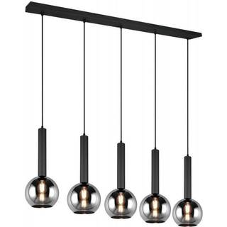 Moderne pendellampe sort med røgglas 5-lys - Clayton