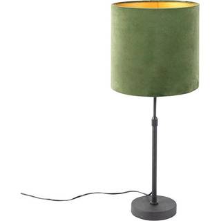 Bordlampe sort med grøn fløjlsskærm med guld 25 cm - Parte