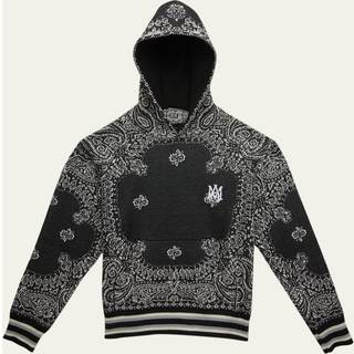 Amiri Kids Cotton and cashmere bandana hoodie - black - Y 8