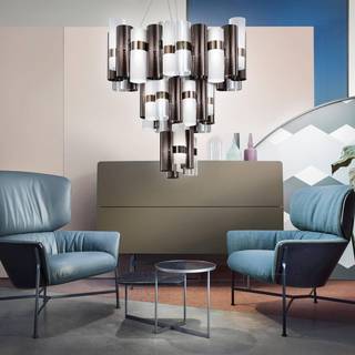 Slamp La Lollo Chandelier Extra Large Pewter - Loftslamper Lentiflex® Tin - LALSXL0PWT01T00000EU