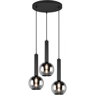 Moderne pendellampe sort med røgglas 3-lys - Clayton